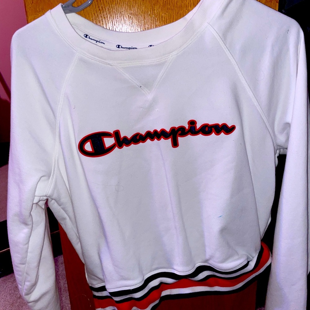 Champion White Cropped Crew Neck